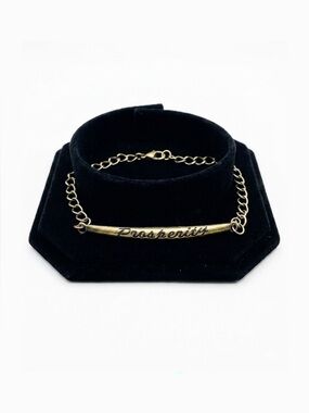 New Handmade Bronze Prosperity Positive Quote Chain Link Bracelet